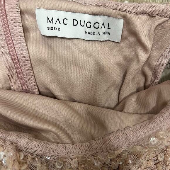 MAC DUGGAL 5611 Sequined Drop One Shoulder Ruffle Trumpet Gown Mocha 2 NEW - Picture 7 of 10